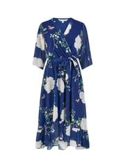 Yumi Blue Bird and Floral Print Midi Wrap Dress - Image 5 of 5
