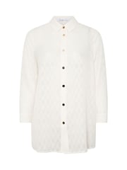 Yours Curve White London Textured Long Line Shirt - Image 5 of 5