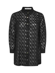 Yours Curve Black London Textured Long Line Shirt - Image 5 of 5