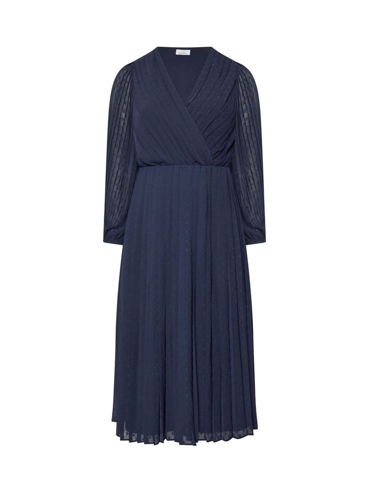 Yours Curve Blue London Dobby Wrap Dress With Bellow Sleeve - Image 5 of 5 Yours Curve Blue London Dobby Wrap Dress With Bellow Sleeve - Image 5 of 5