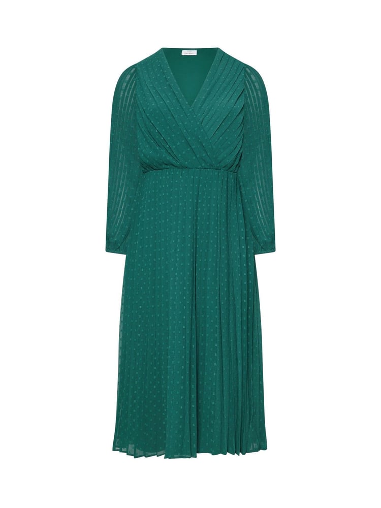 Yours Curve Green London Dobby Wrap Dress With Bellow Sleeve - Image 5 of 5 Yours Curve Green London Dobby Wrap Dress With Bellow Sleeve - Image 5 of 5
