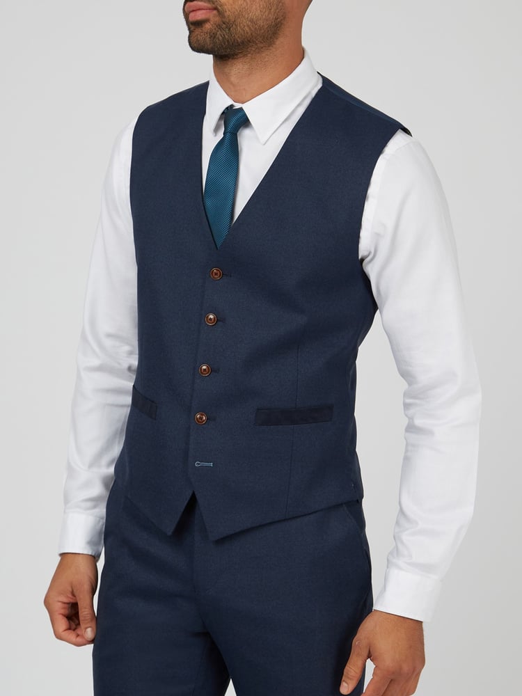 Antique Rogue Blue Blake Texture Waistcoat - Image 1 of 3 Antique Rogue Blue Blake Texture Waistcoat - Image 1 of 3