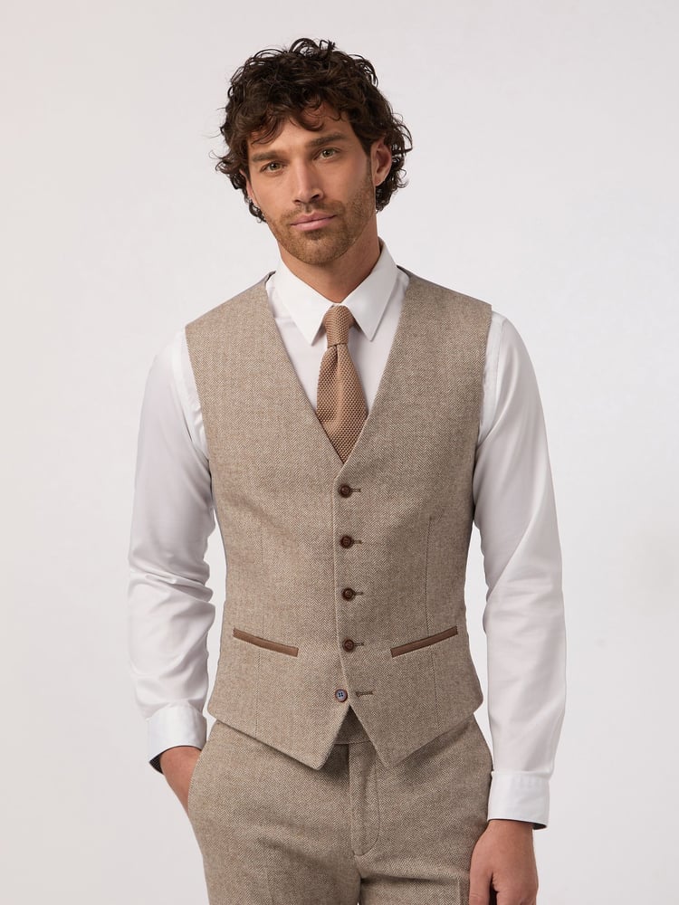 Antique Rogue Natural Tweed Waistcoat - Image 1 of 2