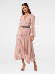 Forever New Pink Gabriella Textured Midi Dress - Image 1 of 4