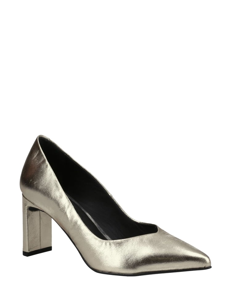 Hush Puppies Gold Olivia Leather Court Sandals - Image 1 of 4