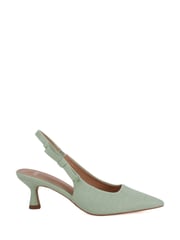 Novo Green Indi Bow Low Heel Point Slingback Courts - Image 3 of 7
