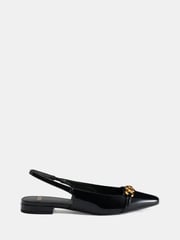 Novo Black Wide Fit Colish Hardware Slingback Flats - Image 2 of 6