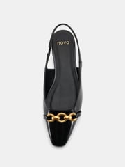 Novo Black Wide Fit Colish Hardware Slingback Flats - Image 5 of 6