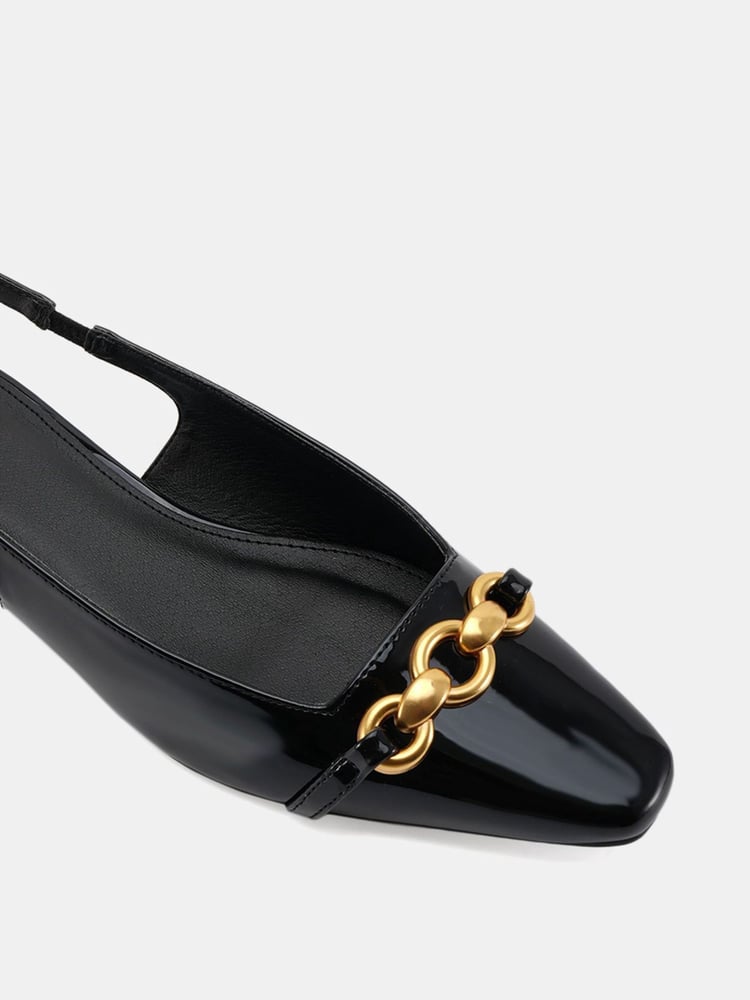 Novo Black Wide Fit Colish Hardware Slingback Flats - Image 6 of 6