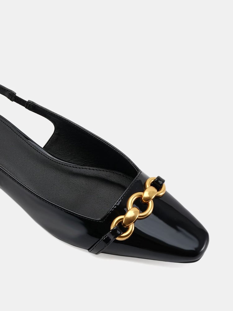 Novo Black Colish Hardware Slingback Flats - Image 6 of 6 Novo Black Colish Hardware Slingback Flats - Image 6 of 6