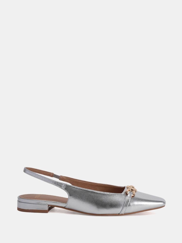 Novo Silver Colish Hardware Slingback Flats - Image 2 of 6 Novo Silver Colish Hardware Slingback Flats - Image 2 of 6