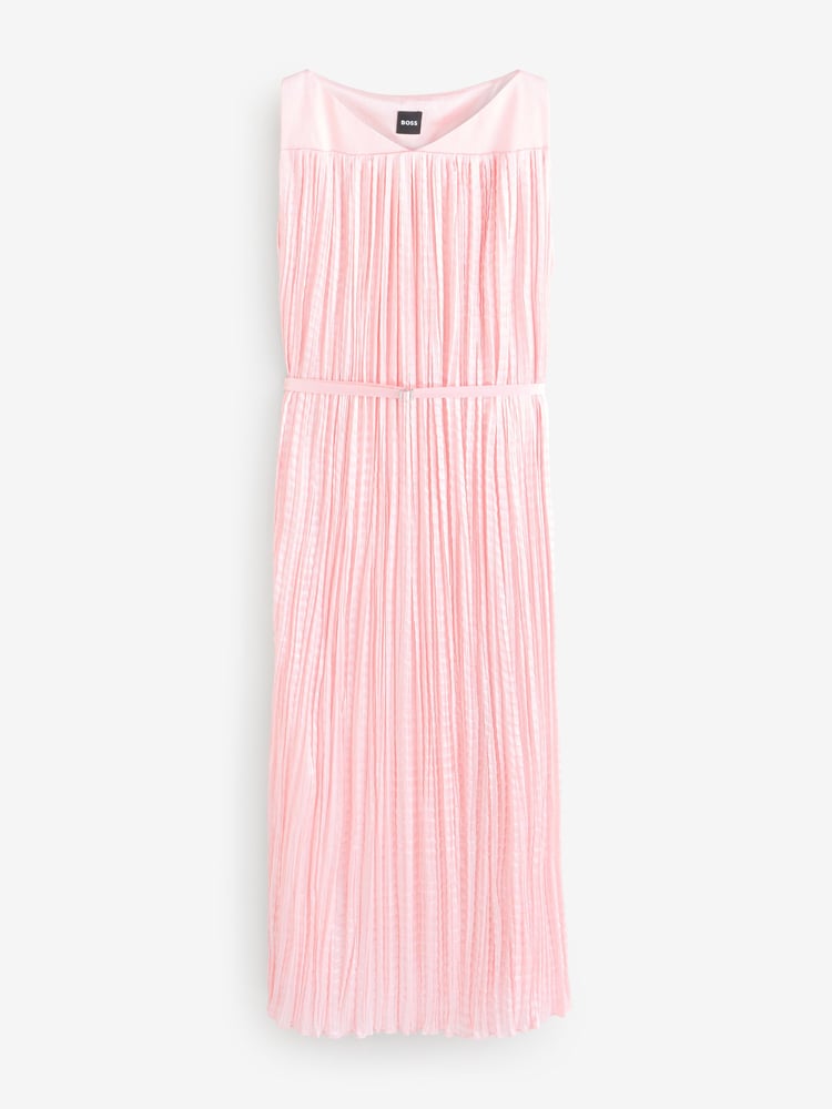 BOSS Pink Davaria Pleated Texture Midi Dress - Image 4 of 4