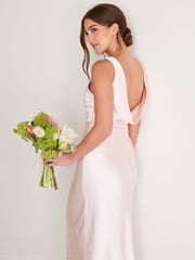 Six Stories Pink Cowl Back Satin Bridesmaid Dress - Image 3 of 6