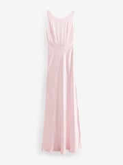 Six Stories Pink Cowl Back Satin Bridesmaid Dress - Image 6 of 6