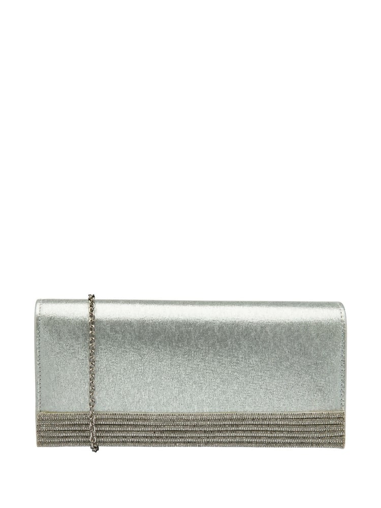 Silber - Lotus Clutch-Tasche mit Kette - Bild 1 von 4