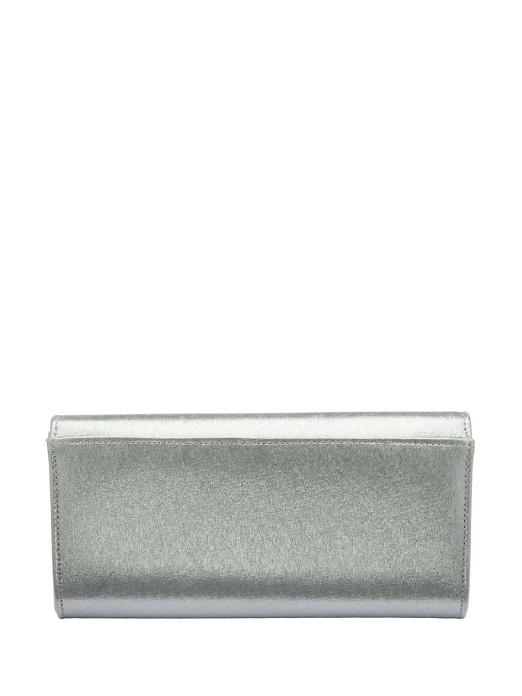 Silber - Lotus Clutch-Tasche mit Kette - Bild 2 von 4