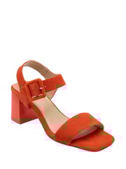 Lotus Orange Suede Heeled Sandals - Image 1 of 4