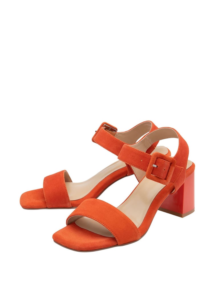 Lotus Orange Suede Heeled Sandals - Image 2 of 4