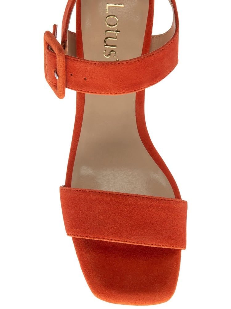 Lotus Orange Suede Heeled Sandals - Image 4 of 4