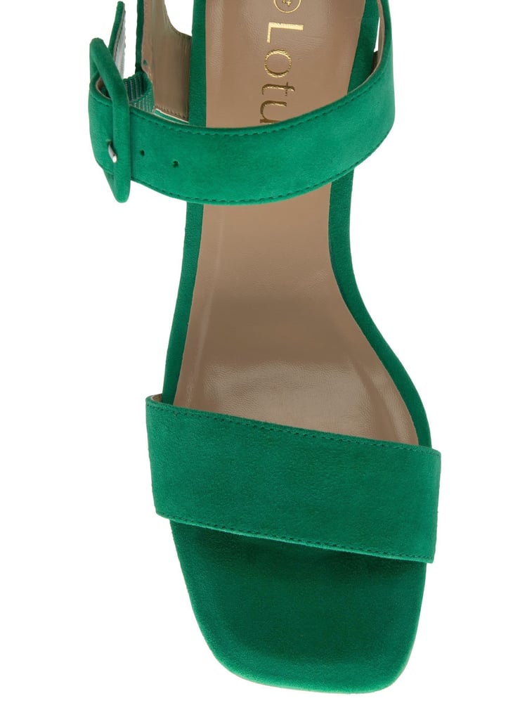 Lotus Green Suede Heeled Sandals - Image 4 of 4