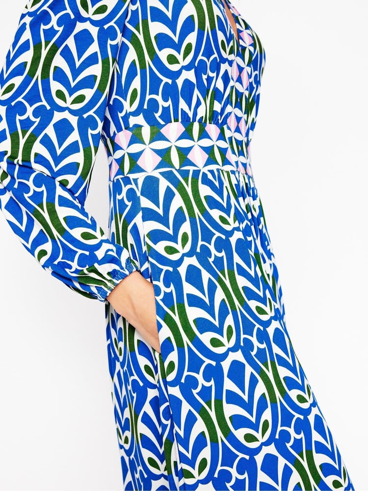 Boden Blue Lily Long Sleeved Midi Dress - Image 2 of 6