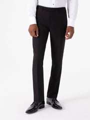 Skopes Black Tapered Fit Sinatra Suit Trousers with Satin Side Stripe - Image 1 of 4