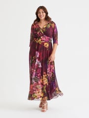 Scarlett & Jo Pink Verity Multi Colour Patchwork Print Maxi Gown - Image 1 of 4