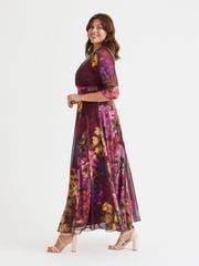 Scarlett & Jo Pink Verity Multi Colour Patchwork Print Maxi Gown - Image 3 of 4