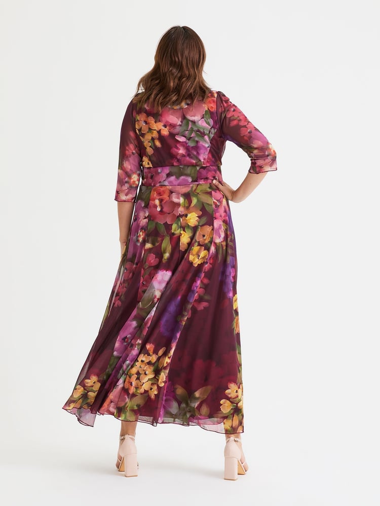 Scarlett & Jo Pink Verity Multi Colour Patchwork Print Maxi Gown - Image 4 of 4