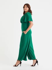 Scarlett & Jo Green Solid Wrap Lounge Jumpsuit - Image 3 of 4