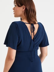 Scarlett & Jo Blue Solid Wrap Lounge Jumpsuit - Image 4 of 4