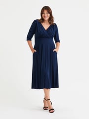 Scarlett & Jo Blue Helena Solid Midi Dress - Image 1 of 4