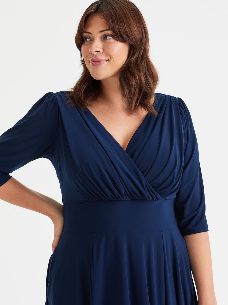 Scarlett & Jo Blue Helena Solid Midi Dress - Image 2 of 4