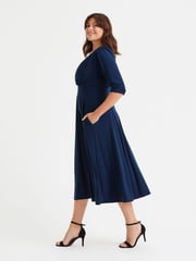 Scarlett & Jo Blue Helena Solid Midi Dress - Image 3 of 4
