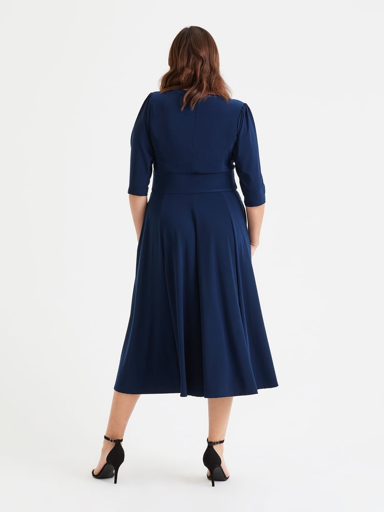 Scarlett & Jo Blue Helena Solid Midi Dress - Image 4 of 4