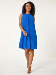 Roman Blue Hotfix Trim Detail Gathered Dress - Image 2 of 5