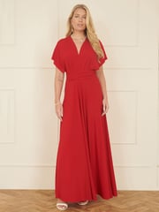 Yumi Red Jersey Stretch Multiway Midi Dress - Image 1 of 5