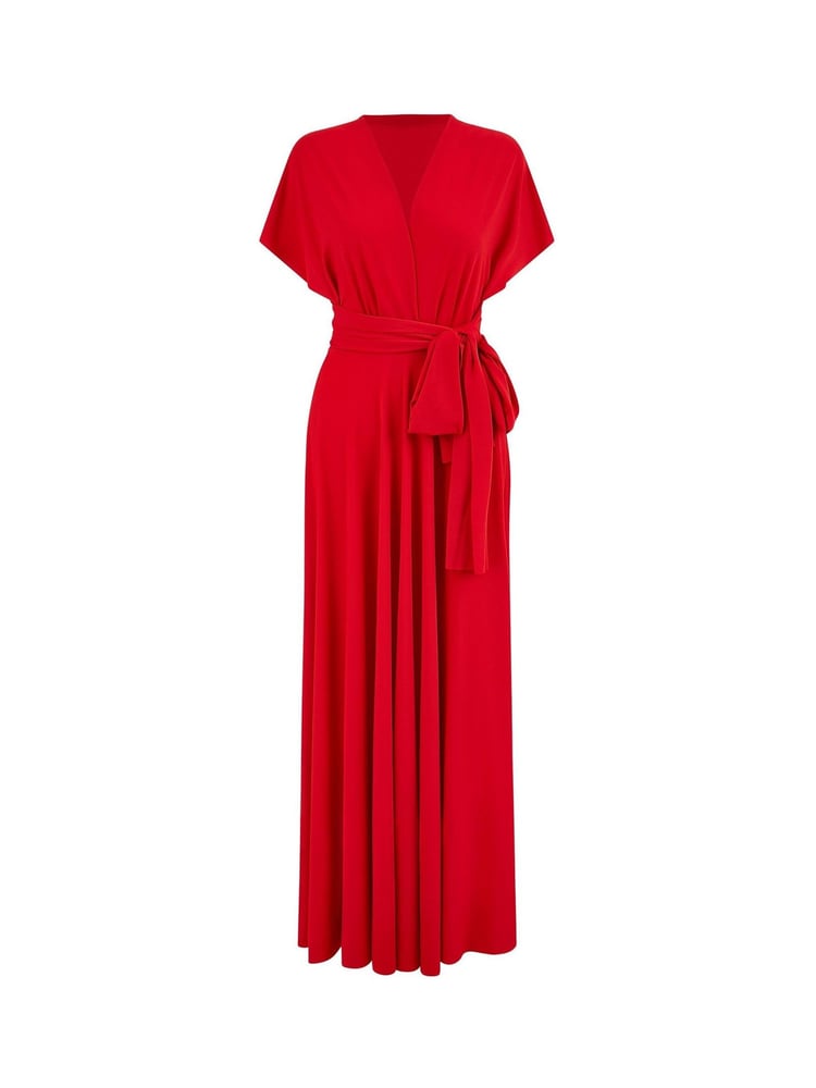 Yumi Red Jersey Stretch Multiway Midi Dress - Image 5 of 5