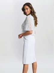 Gina Bacconi Silver Monica Beaded Jacket With Stand Frill Neck And Butterfly Sleeve - Image 2 of 5