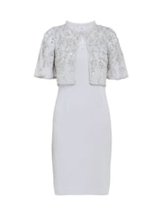 Gina Bacconi Silver Monica Beaded Jacket With Stand Frill Neck And Butterfly Sleeve - Image 5 of 5