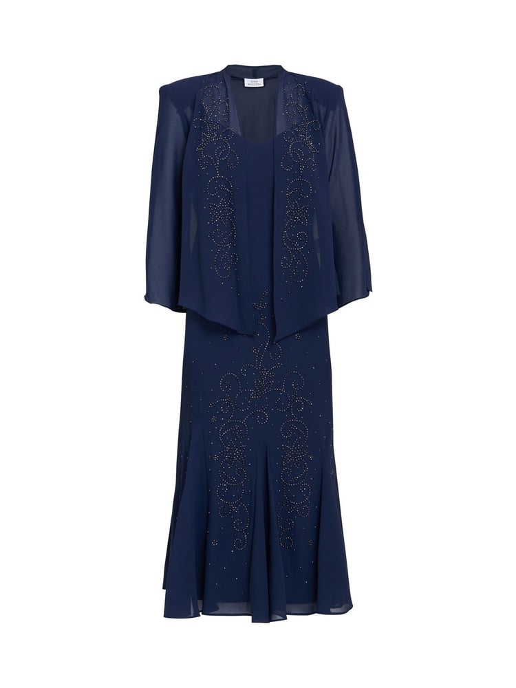 Gina Bacconi Blue Lorna Beaded Chiffon Dress And Jacket Set - Image 6 of 6