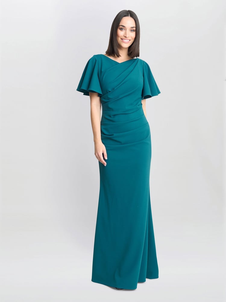 Gina Bacconi Blue Portia Crepe Maxi Dress - Image 1 of 5
