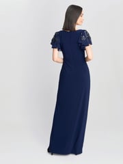Gina Bacconi Blue Nicolette Jersey V-Neck Maxi Dress With Sequin Sleeve - Image 2 of 6