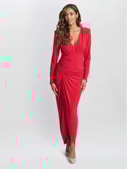 Gina Bacconi Red Julianna Jersey Dress - Image 4 of 6