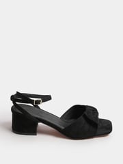 Yours Curve Black Wide Fit Wide Fit Mid Block Bow Sandals - Image 2 of 5