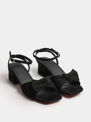 Yours Curve Black Wide Fit Wide Fit Mid Block Bow Sandals - Image 3 of 5