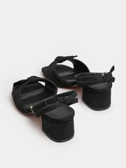 Yours Curve Black Wide Fit Wide Fit Mid Block Bow Sandals - Image 4 of 5