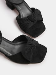 Yours Curve Black Wide Fit Wide Fit Mid Block Bow Sandals - Image 5 of 5