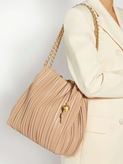 Dune London Pink Dominic Large Pleated Slouch Bag - Image 1 of 5