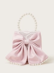 Monsoon Pink Pearly Bow Bridesmaid Lace Bag - Image 1 of 4